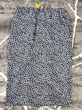Polly & Esther Leopard Print Midi Skirt Blue & White Medium